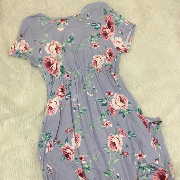 Viamor maxi purple rose summer beach floral dress with a high low hem - Picture 6 of 6